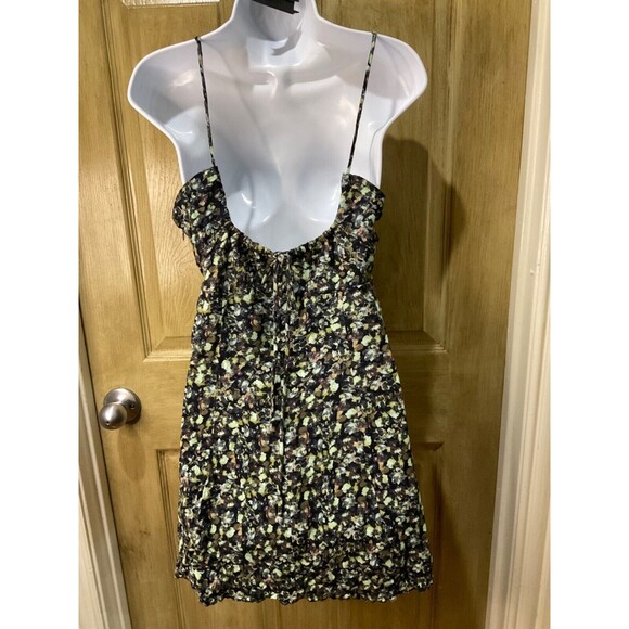 FREE PEOPLE Jamie Floral Print Mini Dress Womens Medium Straps Tie - Picture 2 of 3